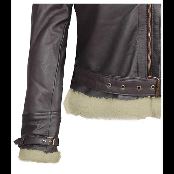 👻 Decrum real leather brown aviator jacket new - Picture 4 of 7